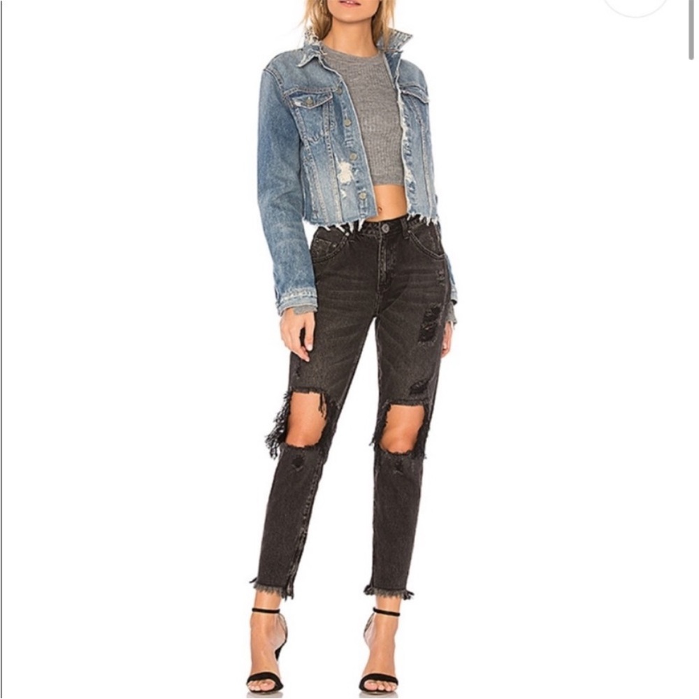 One x One Teaspoon Black Freebirds Low Rise Distressed Skinny Ankle Zip